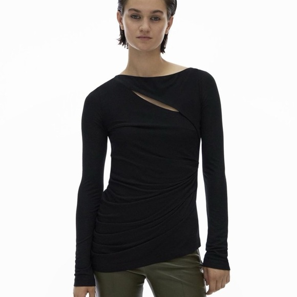 Helmut Lang Scala Asymmetrical Top - Basalt Black Sz XS NWT - Picture 1 of 12